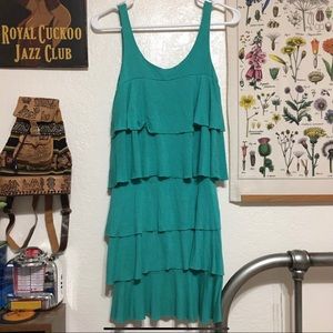 Layered Ruffle Green Party Dress